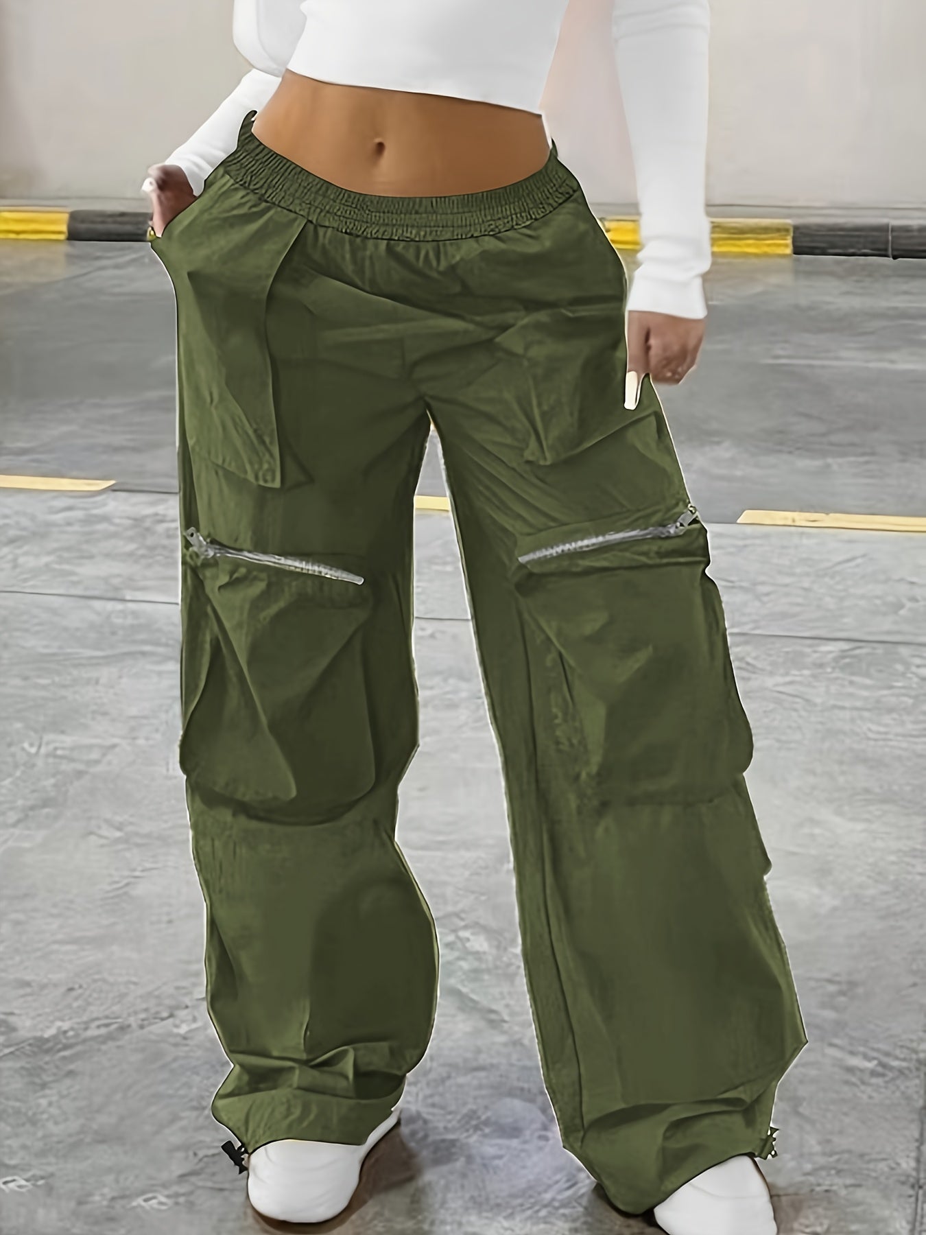 Women's Plus Solid Cargo Trousers