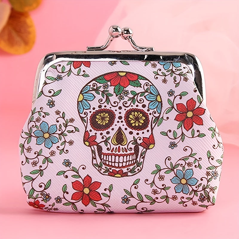 Skull Print Kiss-Lock Coin Purse