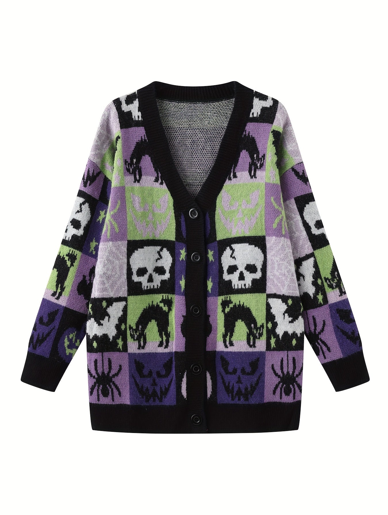 Halloween Pattern Knit Cardigan