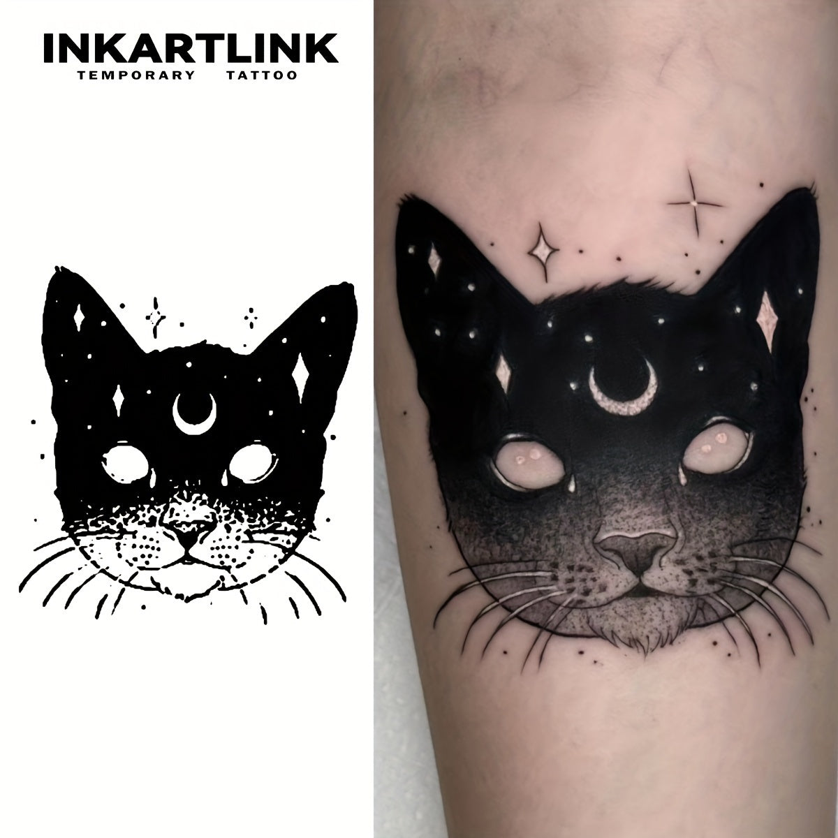 Starry Cat Tattoo Sticker