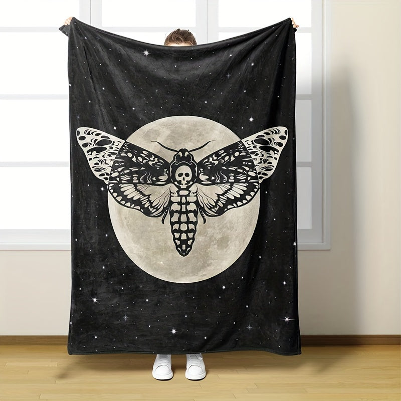 Moth and Skull Throw Blanket