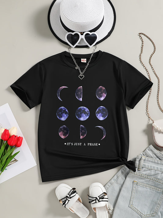 Moon Phase Graphic Short Sleeve T-Shirt