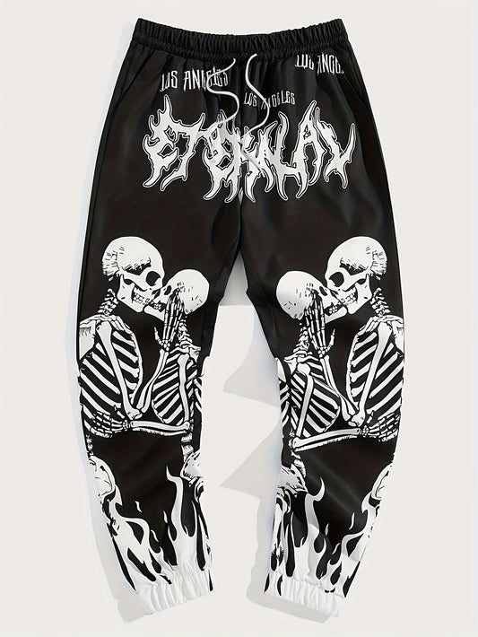 Gothic Skeleton Print Drawstring Sweatpant