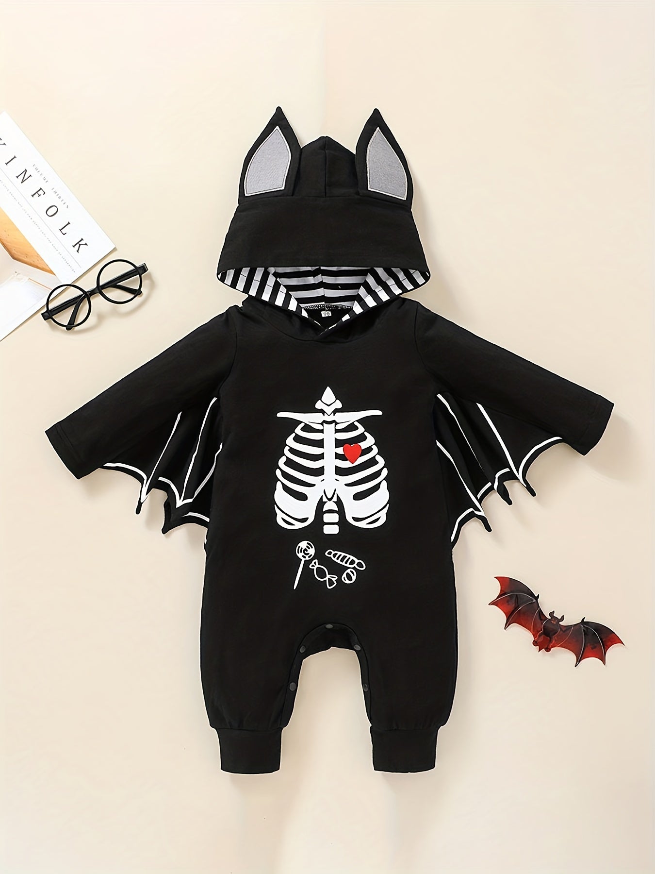 Baby Girls And Boys Bat Long Sleeve Hooded Romper