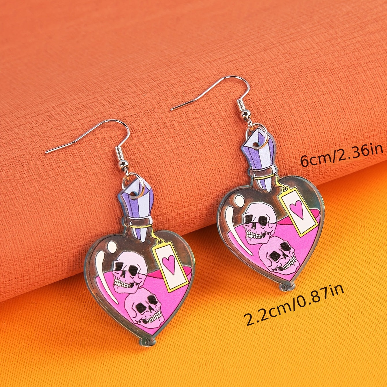 Skull Poison Bottle Design Earrings