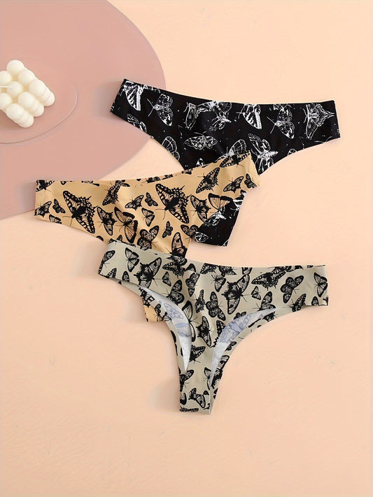 3pcs Grunge print thongs