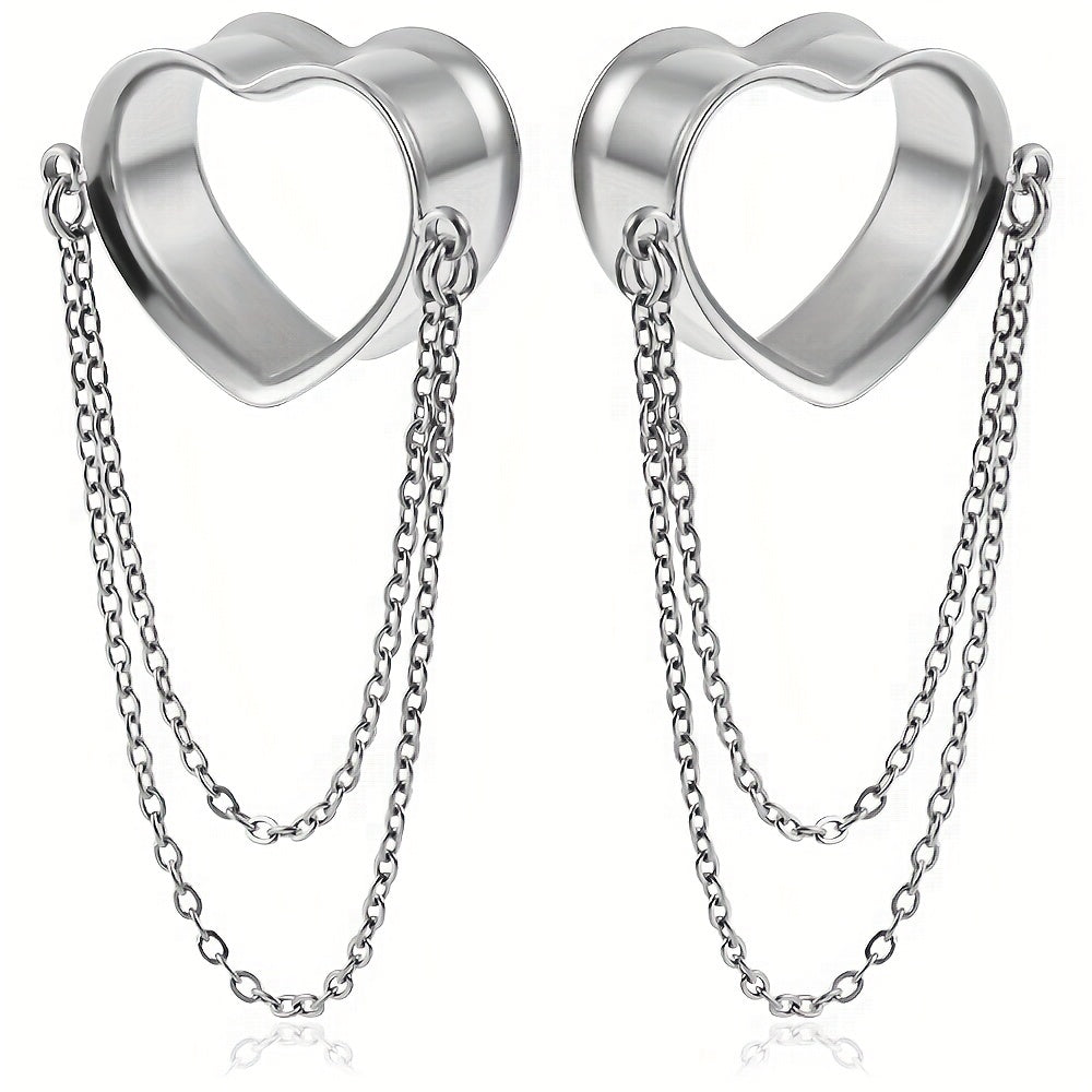 2PCS Heart Ear Gauges