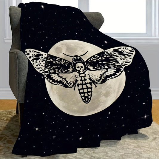 Moth and Skull Throw Blanket