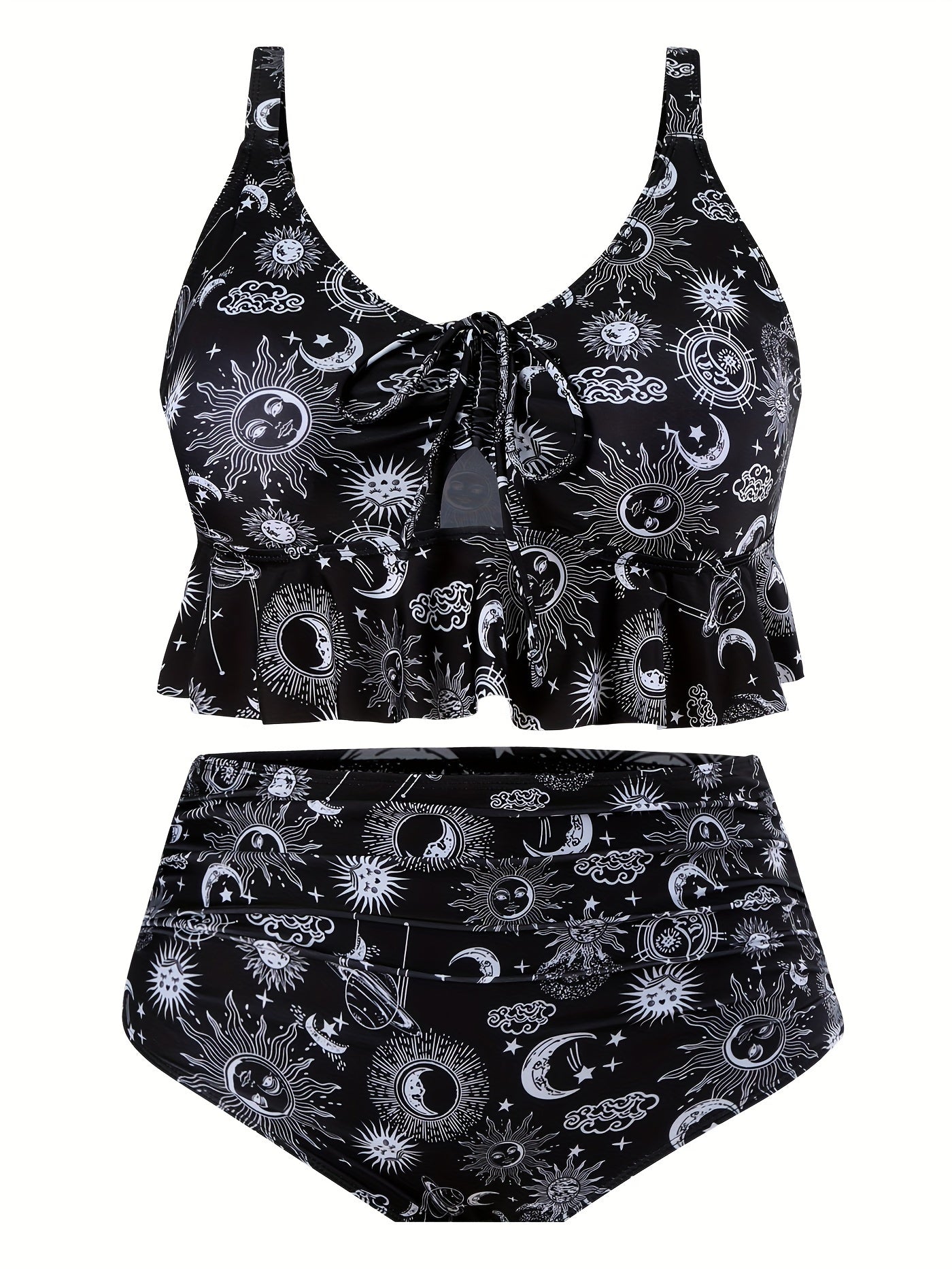 Women's Plus Sun & Moon Print 2Pc