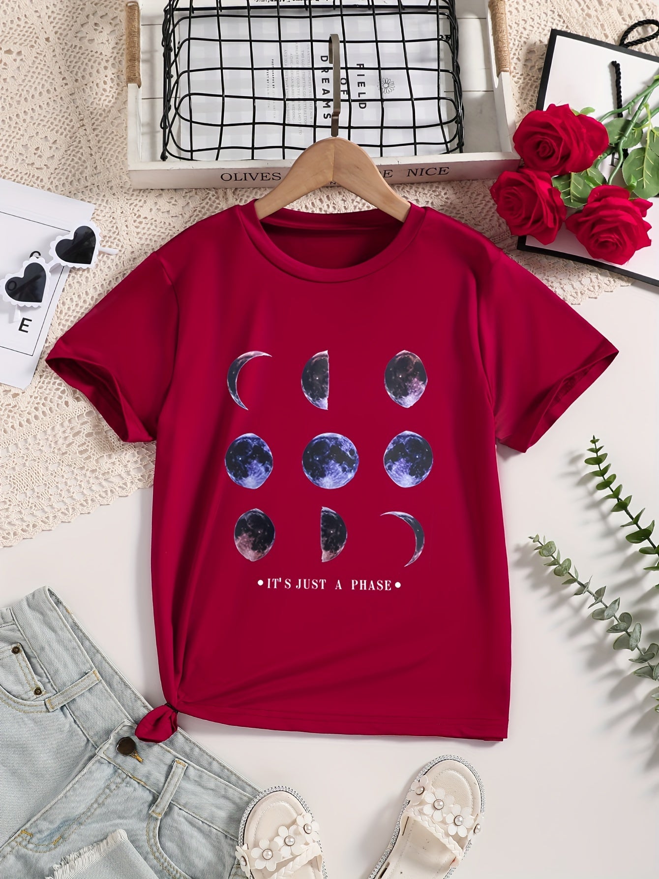 Moon Phase Graphic Short Sleeve T-Shirt