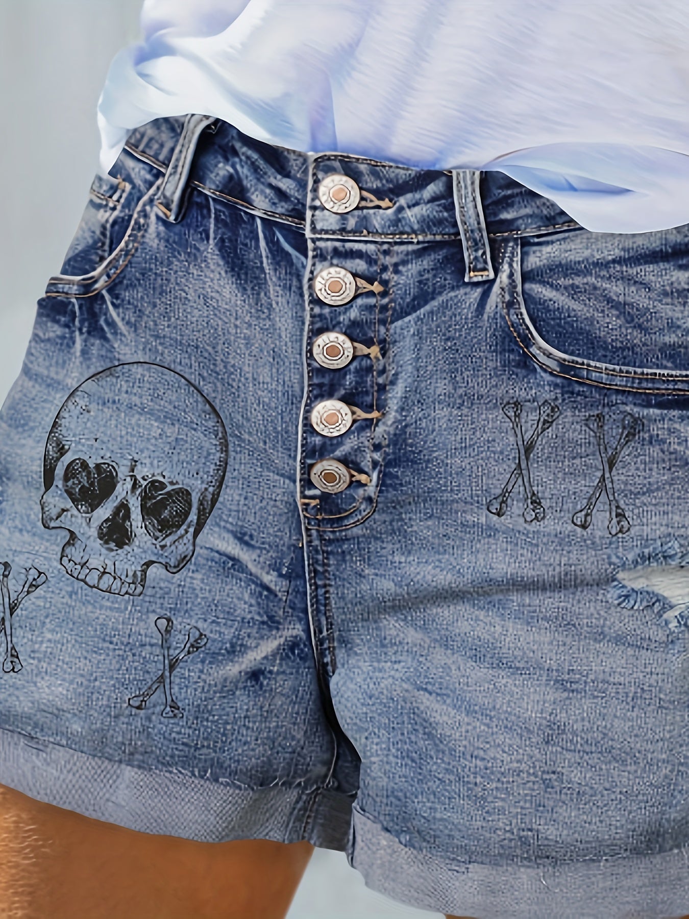 Women's Punk Style Denim Shorts