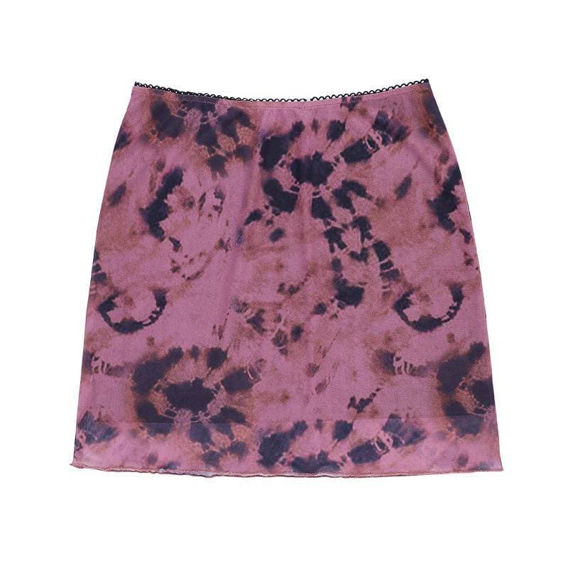 Tie Dye Mesh Mini Skirt